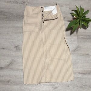 Zara Beige Striped Pencil Skirt